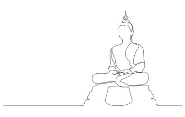 Buddha çizgisi sanat sürekli çizim vektör illüstrasyonu