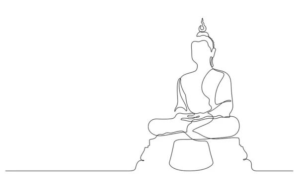Buddha Art Linéaire Dessin Linéaire Continu Illustration Vectorielle — Image vectorielle