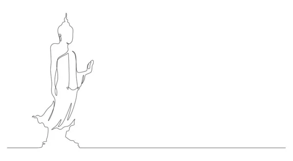 Buddha Stehend Meditierend Kontinuierlicher Linienzeichnung Vektor Illustration Minimalismus Stil — Stockvektor