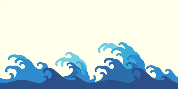 Ocean Sea Wave Asian Vintage Style Flat Design Vector Seamless — Stock Vector