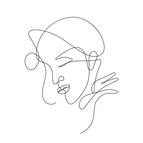 Элегантное Линейное Искусство Женского Лица Непрерывной Линии Рисунок Феминизм Концепция — стоковый вектор