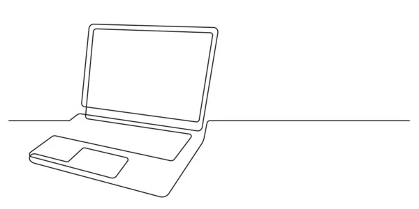 Laptop Durchgehender Linienzeichnung Minimalismus Stil Vektorillustration — Stockvektor