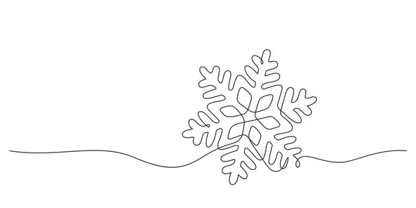 Snowflake Continuous Line Drawing Silhouette Linear Shape Christmas Winter Concept — Stock Vector