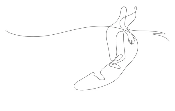 Волновой Серфинг Балансировки Гладкой Линии Искусства Непрерывное Рисование Векторной Иллюстрации — стоковый вектор