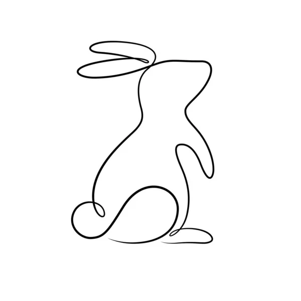 Dibujo Una Línea Estilo Caligrafía Conejo Para Pascua Festival Mediados — Vector de stock