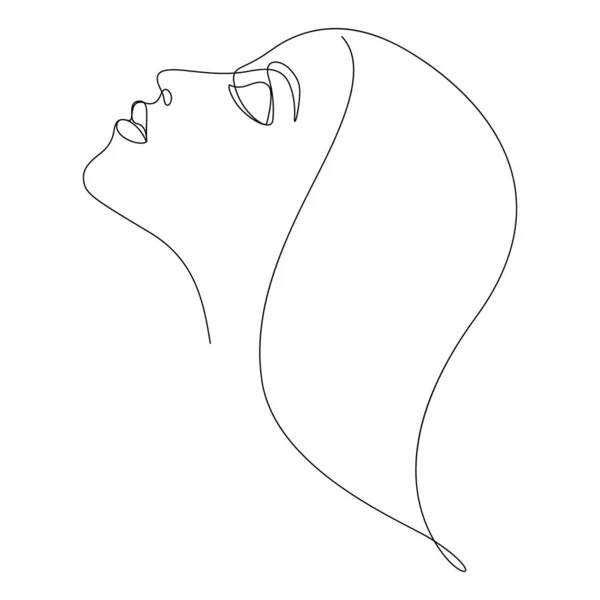 Frau Gesicht Ästhetische Eine Linie Zeichnung Auge Geschlossen Schönheitskonzept — Stockvektor