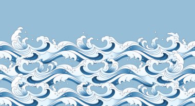 Oryantasyon mavi dalganın pürüzsüz deseni açık mavi üzerinde izole edildi