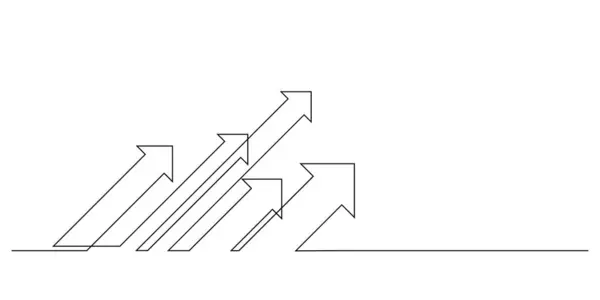 Concepto Negocio Objetivo Growth Arrows Dirección Inclinada Una Línea Dibujo — Vector de stock