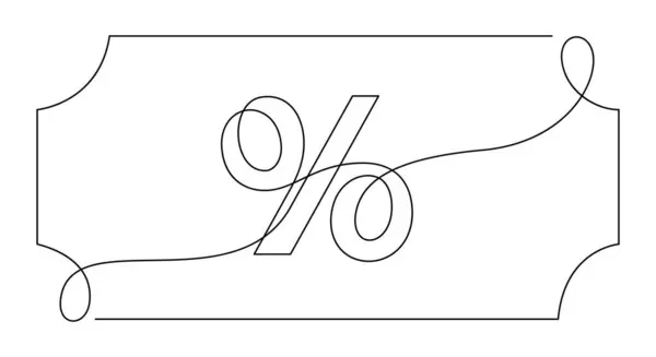 Signo Porcentual Línea Continua Dibujo Vector Ilustración — Vector de stock