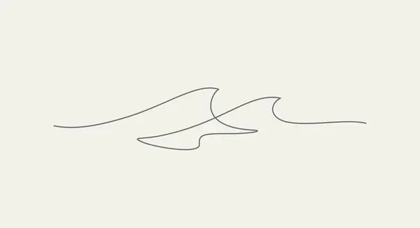 Морська Хвиля Вода Одна Лінія Мінімалістичного Стилю Тонка Лінія Ілюстрація — стоковий вектор