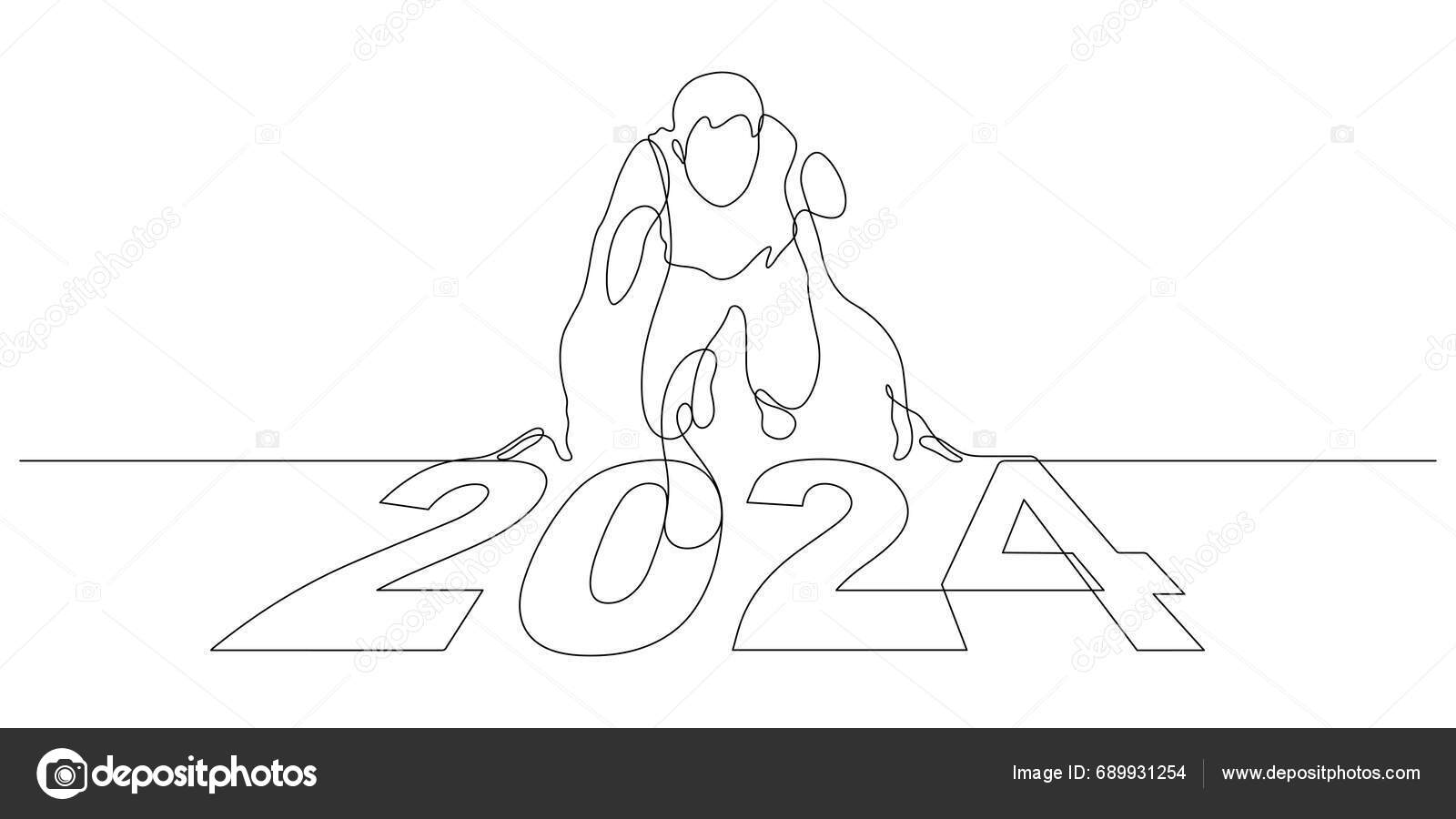 New Year 2024 Start Begin Goals Plans New Year Continuous Stock Vector