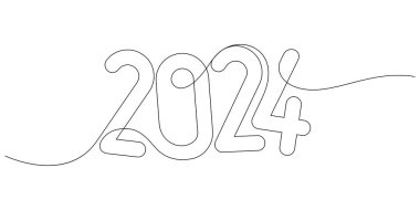 aralıksız çizgi çizimi 2024 numara tasarım logosu minimalizm konsepti kutlaması