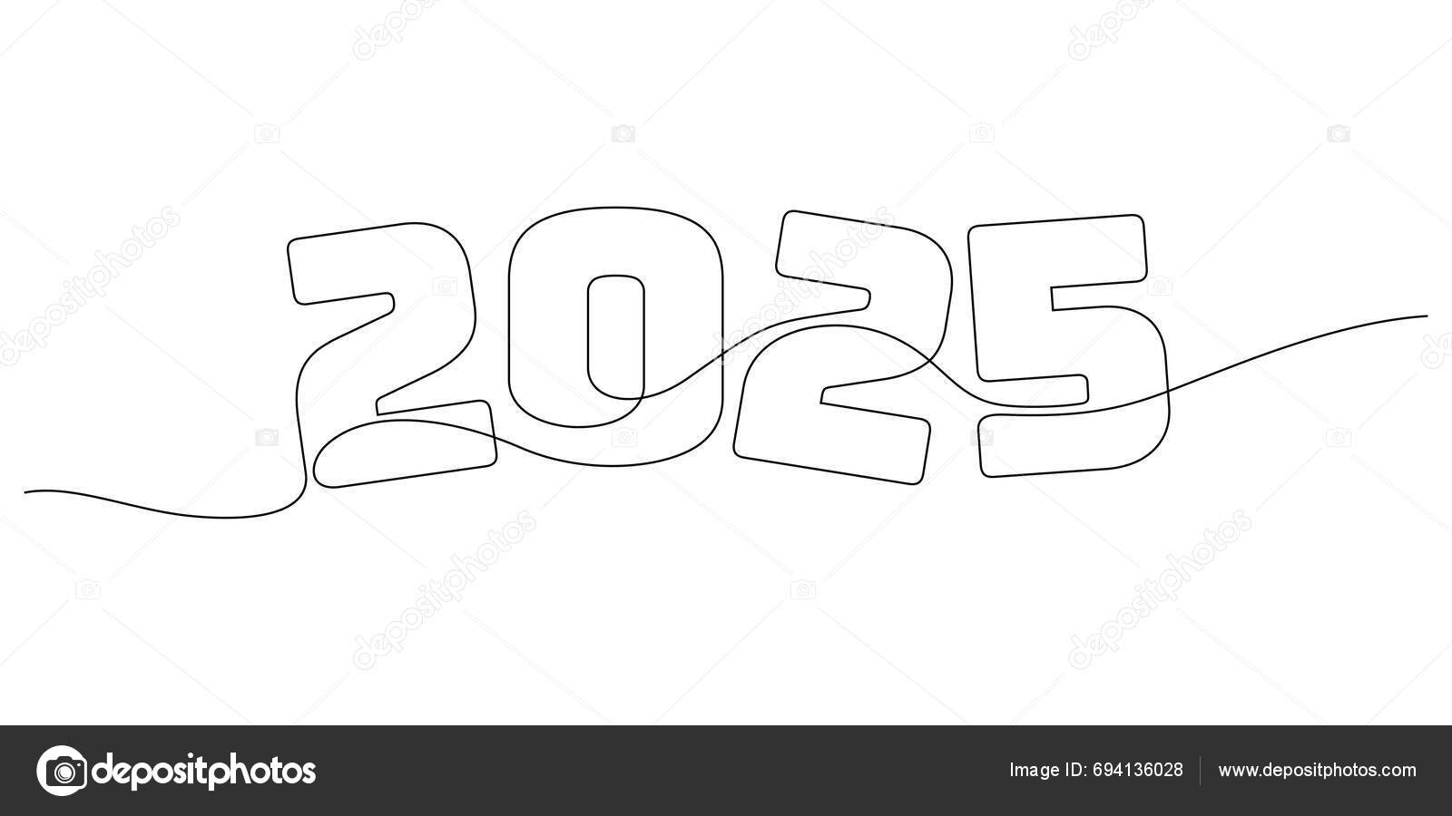 Continuous Line Drawing 2025 Beginning Year Thin Line Illustration