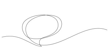 Konuşma balonu sohbet mesajı bir satırda sürekli minimalist ince doğrusal vektör illüzyonu çiziyor