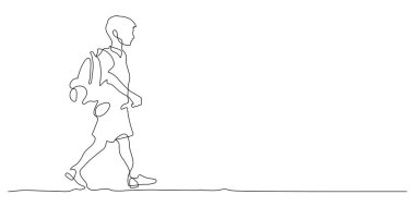 Eğitim yolunda yürüyen öğrencinin durmaksızın çizdiği çizgi ince çizgi çizimi