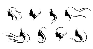 Silüet saç stiline bürünmüş güzel kadın yüzü.