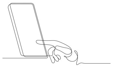 Akıllı telefon minimalizmine bir çizgi sürekli vektör illüstrasyonu. dijital kimlik doğrulama aracı güvenli