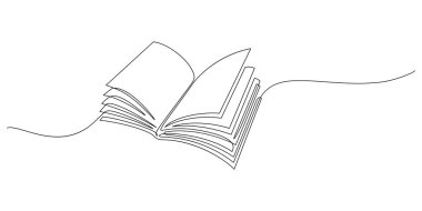 Açık kitap edebiyatı bir satır aralıksız minimalist sanat çizimi