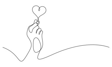 parmak kalp işareti bir çizgi sürekli çizim vektörü minimalist sanat