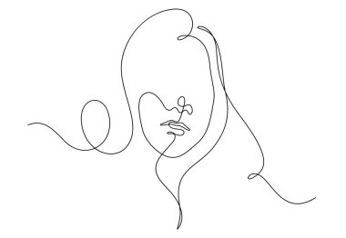 Kadın dekoratif bir çizgiyle karşı karşıya. Sürekli minimalist çiziyor.