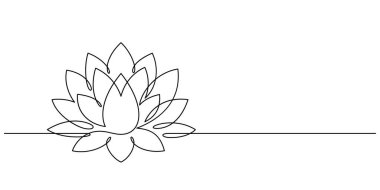 Nilüfer çiçeği ince çizgi çizimi. Bir nilüfer çiçeği minimalizmi çizimi