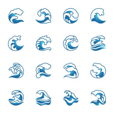 Okyanus dalga ikonu vektörü ayarlandı. deniz tuzu sembolü minimalizm