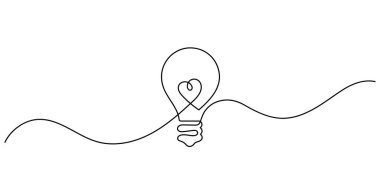 Randevu için yaratıcı ampul fikirleri ve çift yaratıcılığı aşk kavramı. Bir çizgi sürekli çizim.