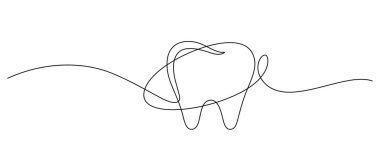 Diş koruma bir satır kesintisiz el çizimi minimalist sanat illüstrasyonu