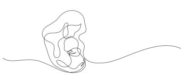 Anne bebeğe sarılıyor. Uyuyor. Sürekli bir çizgi çiziyor.