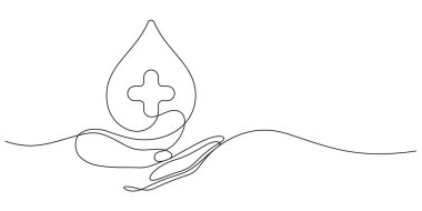 Dünya kan bağışlama günü konsepti, kan bağışı el çabukluğu, el çizimi, dekoratif sanat minimalizmi.