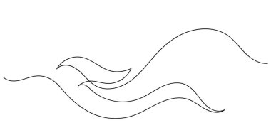 Soyut kıvrımlı çizgi sanat sürekli dekoratif. Dalga deseni akan minimalizmin bir çizgi çizimi