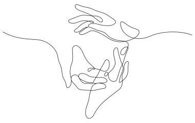 Üç el koruma hattı sanat sürekli el çizimi minimalist dekoratif