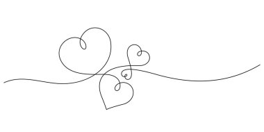 Kalp şekilli sanat dekoru elle çizilmiş. Bir çizgi aşk kavramı kalp simgesi minimalizm kopyalama alanı