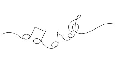 Müzik notaları eğrisi sürekli çizim yapan minimalist sanatı dekore eder.