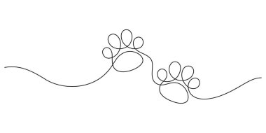 Hayvan pençesi ayakizi bir çizgi sürekli minimalizm dekoratif sanat kopyalama alanı çiziyor