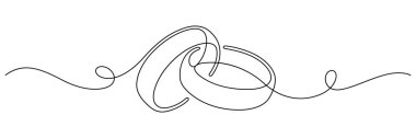 wedding rings continuous line drawing minimalist art handdrawn decorative banner