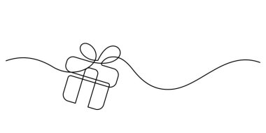 gift box icon one line drawing continuous hand drawn copy space minimalist decorative art