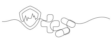 medical healthcare prevention medicine concept one line drawing continuous minimalism decorative art
