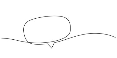 continuous line drawing of comment box review decorative. speech bubble line art handdrawn minimalism copy space