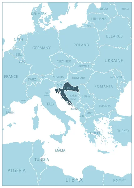 克罗地亚 该国的详细轮廓 矢量说明 — 图库矢量图片