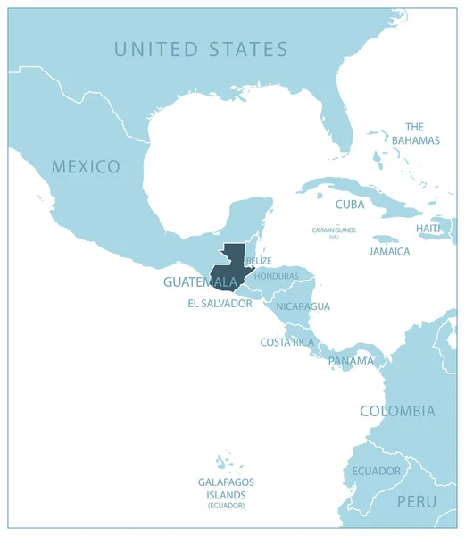 Гватемала Синяя Карта Соседними Странами Названиями Векторная Иллюстрация — стоковый вектор