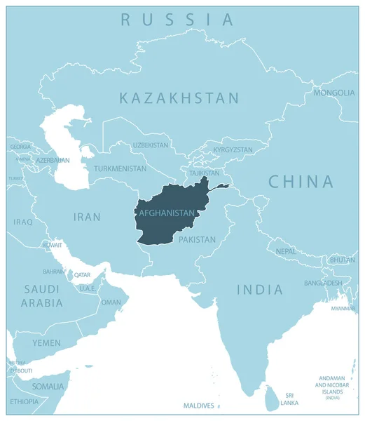 Афганистан Голубая Карта Соседними Странами Названиями Векторная Иллюстрация — стоковый вектор