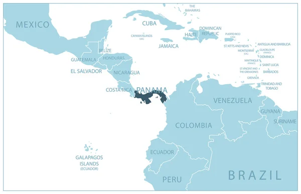 パナマ 近隣諸国との青い地図 ベクターイラスト — ストックベクタ