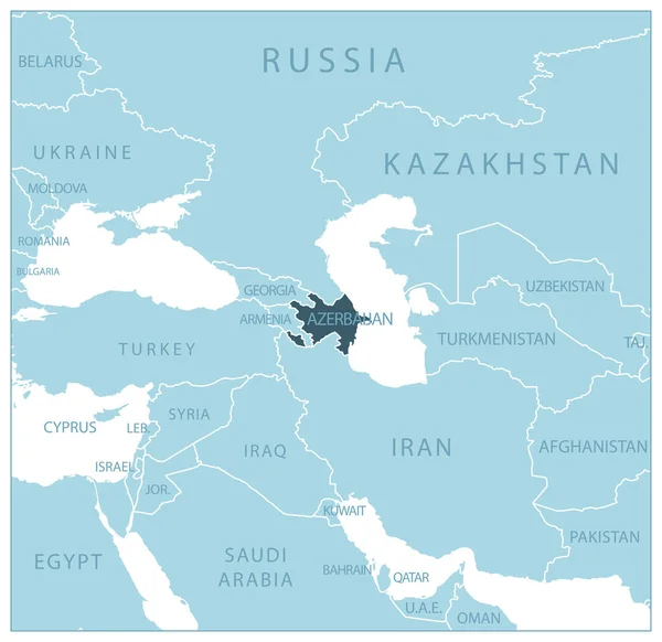 Азербайджан Голубая Карта Соседними Странами Названиями Векторная Иллюстрация — стоковый вектор