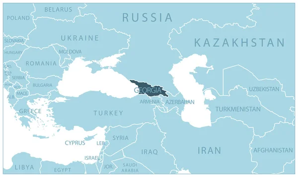 Грузія Синя Карта Сусідніми Країнами Назвами Приклад Вектора — стоковий вектор