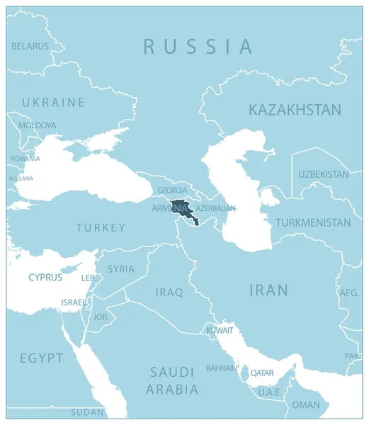 Армения Голубая Карта Соседними Странами Названиями Векторная Иллюстрация — стоковый вектор