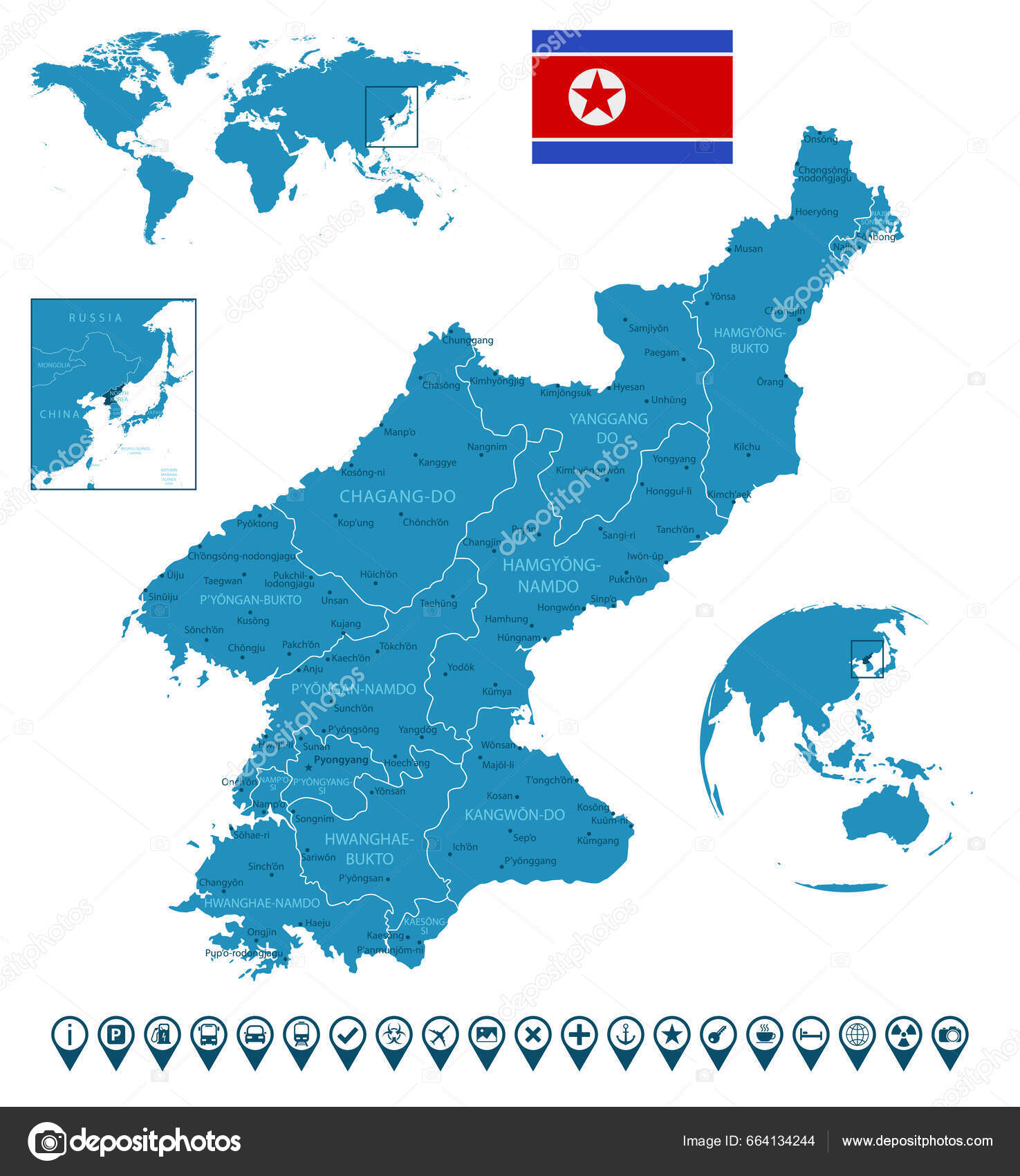 지도에 그래픽 아이콘입니다 일러스트 스톡 벡터 - ©gt29 664134244