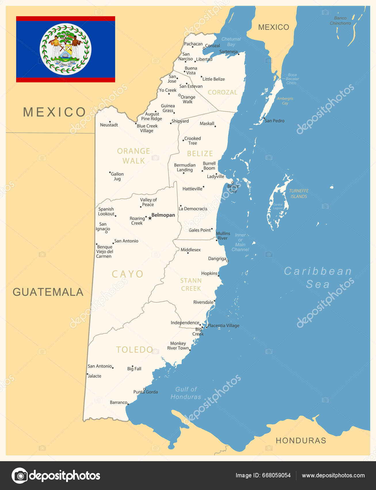 Mapa Detalhado Azul Esverdeado Das Divisões Administrativas