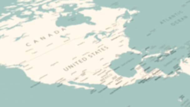 美国在世界地图上 平滑的地图旋转 4K动画 — 图库视频影像