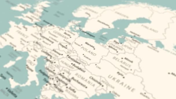 波兰在世界地图上 平滑的地图旋转 4K动画 — 图库视频影像
